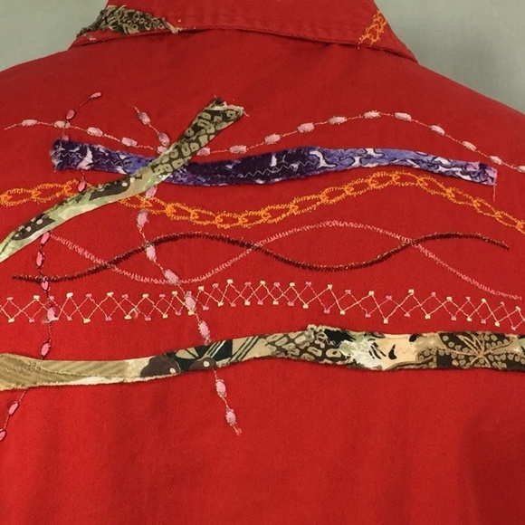 Coldwater Creek M Jacket Red Colorful Sequin Boho - Picture 7 of 8